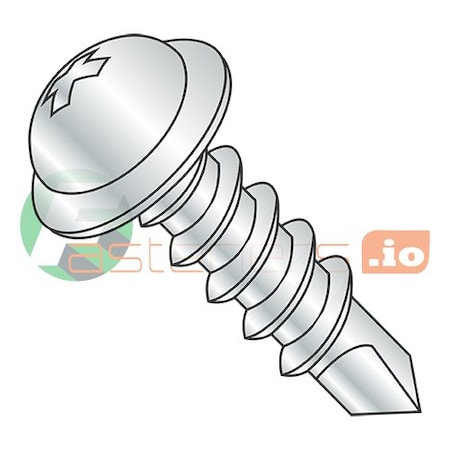 Newport Fasteners Self-Drilling Screw, #8 x 1-1/2 in, Zinc Plated Steel Flange Round Head Phillips Drive, 3000 PK 219572
